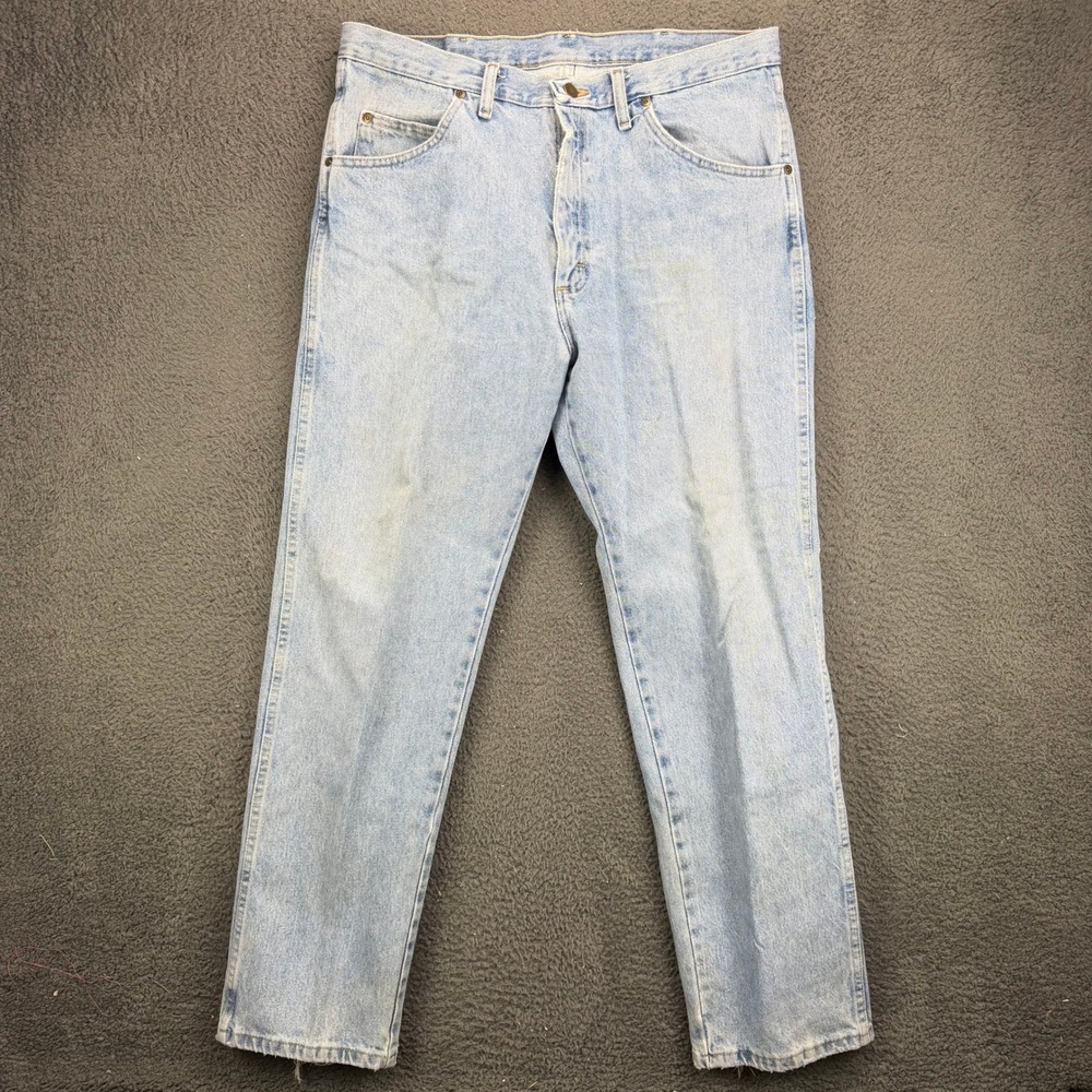 Wrangler Rugged Wear Mens Light Wash Straight Leg Denim Jeans 39902RI 36x30
